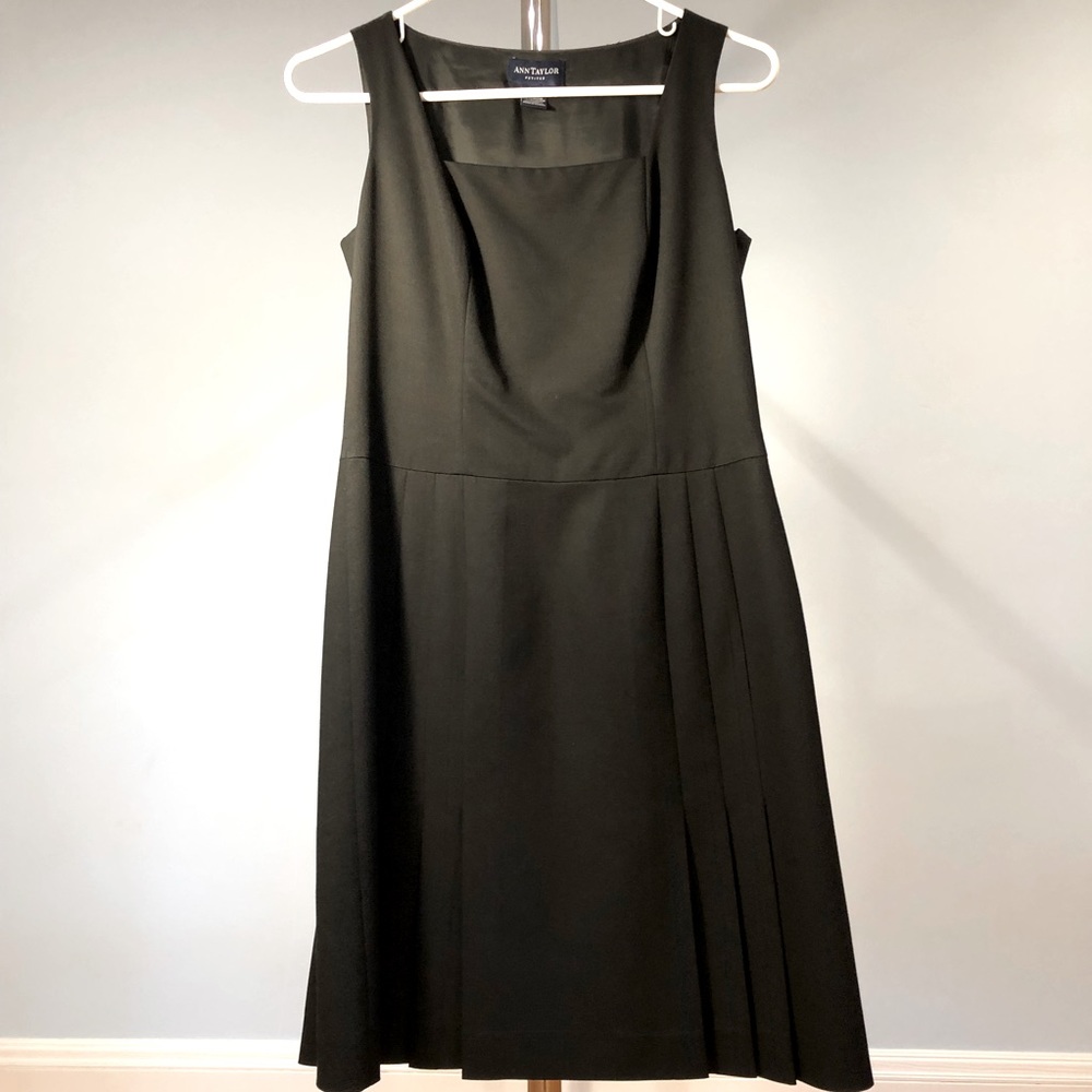 Ann Taylor Black Pleated Dress, Size 2P